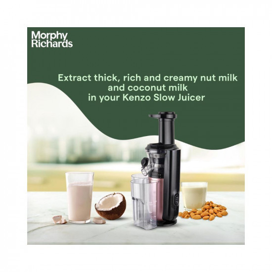 Morphy Richards Kenzo Cold Press Slow Juicer 150 Watts Powerful Dc Motor 60 Rpm Speed With Stainless Steel Filter And Rev Button Rose Gold 150 Watts