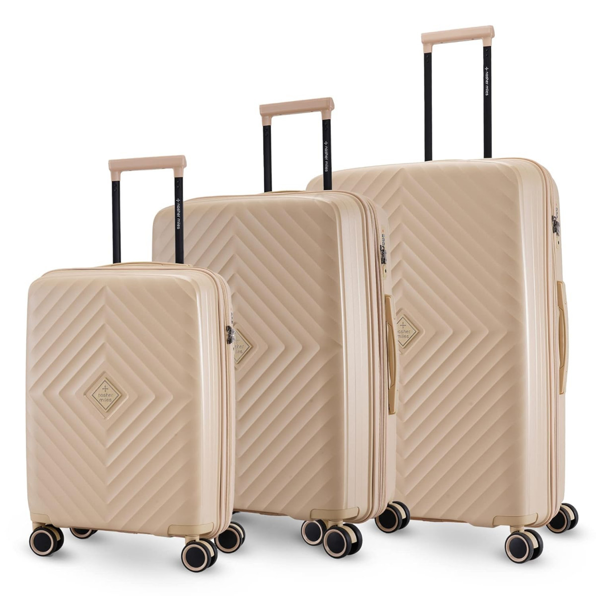 Nasher Miles Antwerp Expander Hard-Sided Polypropylene Luggage Set of 3 Yellow Trolley Bags 55 65  75 Cm