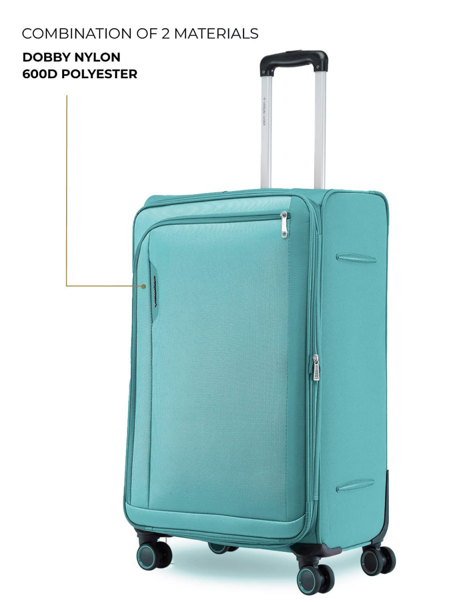 Nasher Miles Dallas Expander Soft-Sided Polyester Check-in Luggage Cyan 28 inch 75cm Trolley Bag