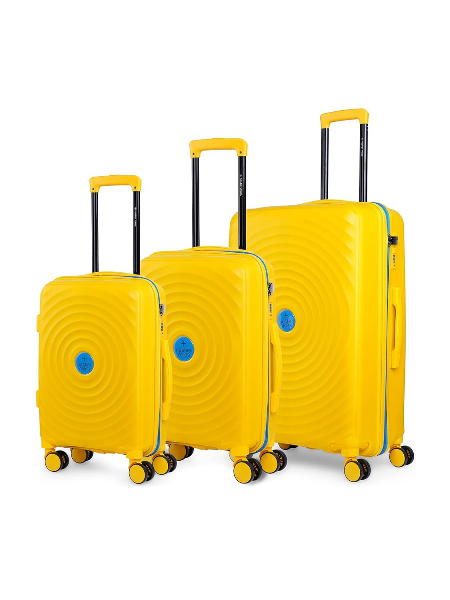 Nasher Miles Goa Hard-Sided Polypropylene Luggage Set of 3 Pink Trolley Bags 55 65  75 Cm