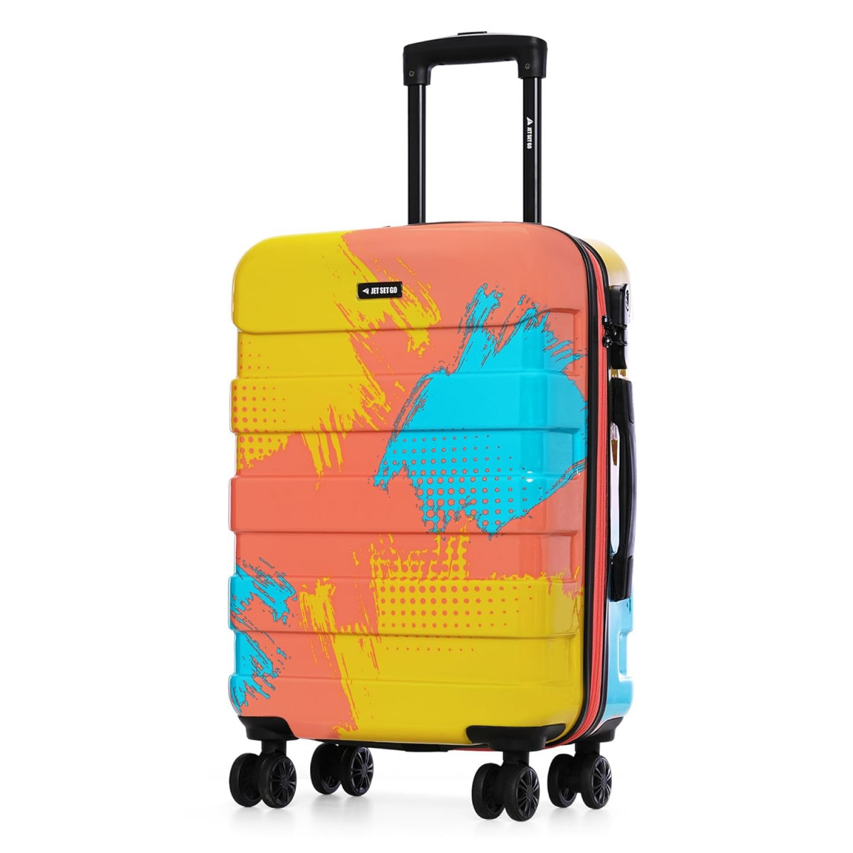 Nasher Miles Limited Edition Jet Set Go Real Hard-Sided Polycarbonate Printed Cabin Luggage Peach Yellow 20 inch 55cm Trolley Bag Suitcase