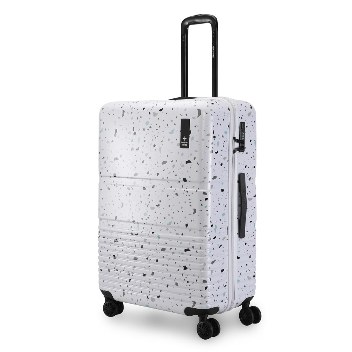 Nasher Miles Venice Hard-Sided Polycarbonate Check-in Luggage Terrazzo Printed Black 28 inch 75cm Trolley Bag