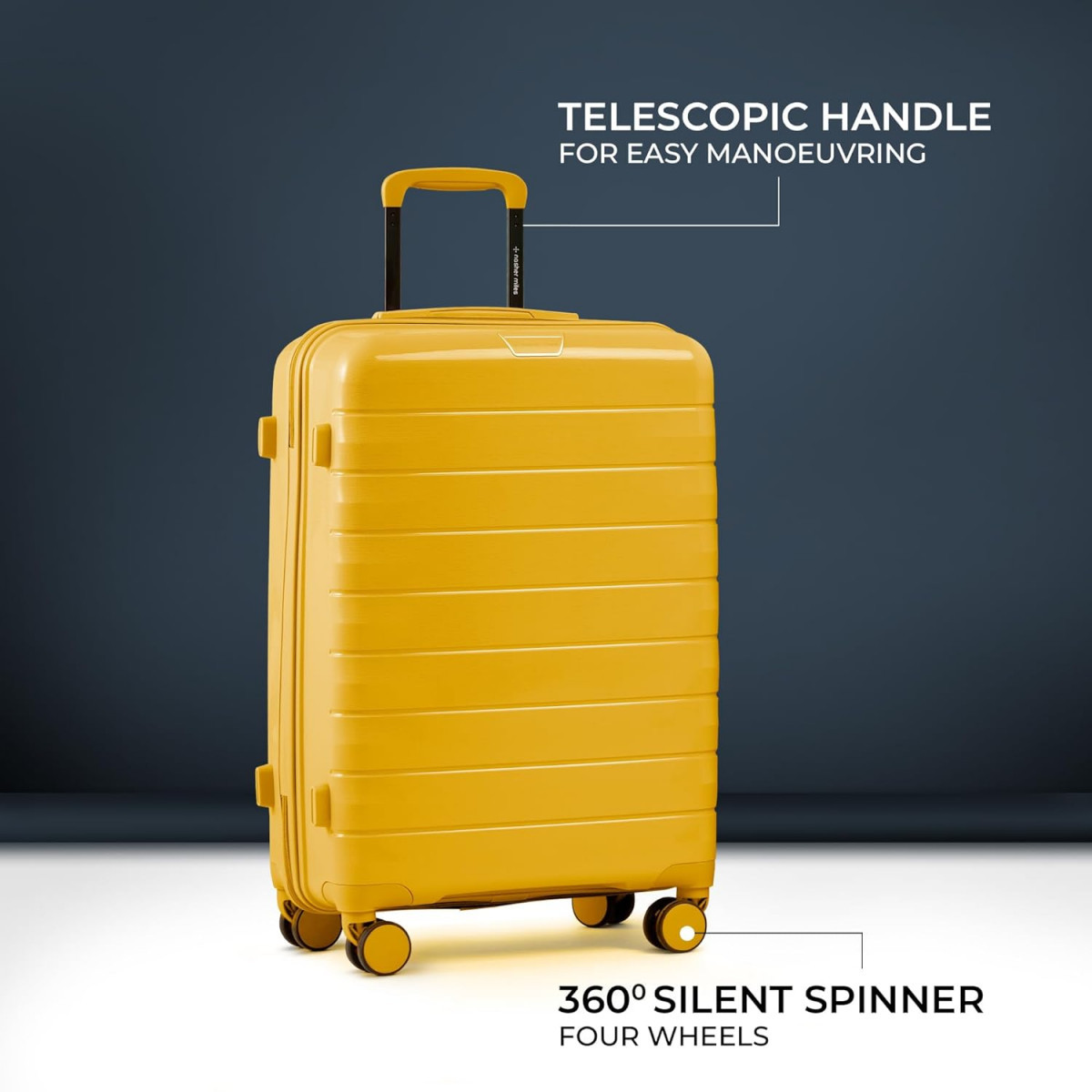 Nasher Miles Vienna Hard-Sided Polypropylene Cabin Luggage Mustard Yellow 20 inch 55cm Trolley Bag