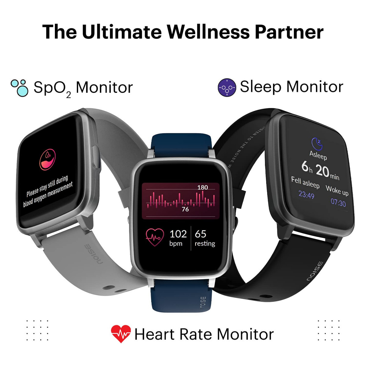 Noise ColorFit Pulse Smartwatch with 355cm 14 Full Touch Display SpO2 Heart Rate Sleep Monitors  10-Day Battery - Jet Black