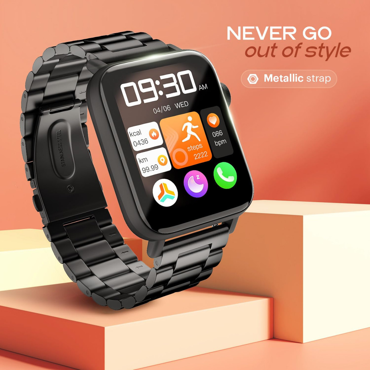 Noise Vivid Call 2 Smart Watch with 185 HD Display BT Calling IP68 Waterproof 7 Days Battery Life Sleep Tracking 150 Watch Faces Elite Black