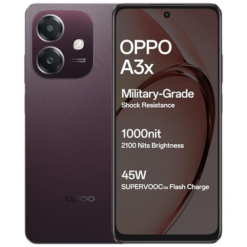 OPPO A3X 4G Nebula Red 4GB RAM 64GB Storage with No Cost EMIAdditional Exchange Offers