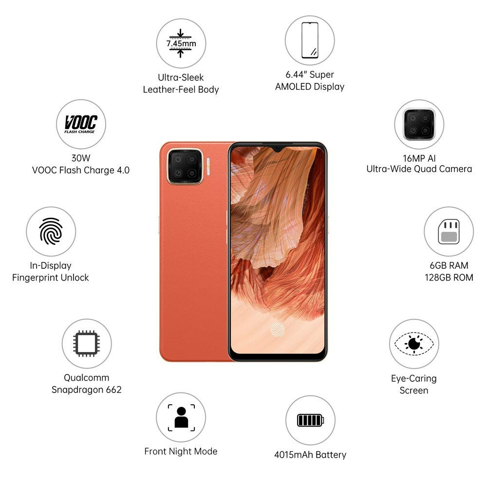 Oppo F17 Dynamic Orange 6GB RAM 128GB Storage with No Cost EMIAdditional Exchange Offers