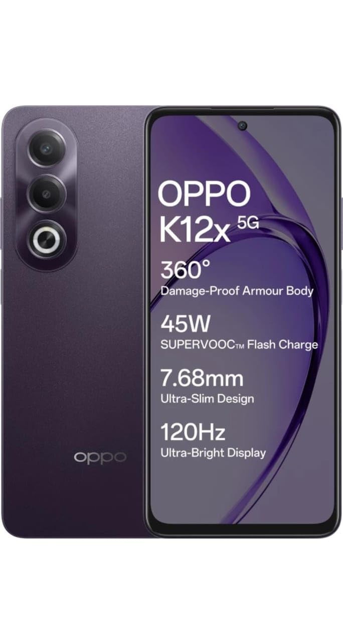 Oppo K12x 5G with 45W SUPERVOOC Charger in-The-Box Midnight Voilet 128 GB 6 GB RAM