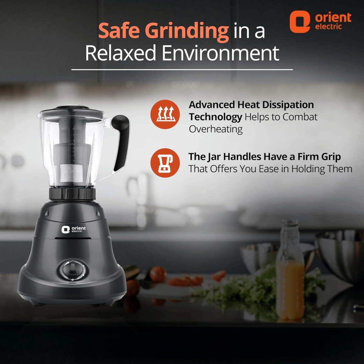Orient Electric 750W Mixer Grinder with Juicer  Super Power 750 MGSP75B4 4 jar with 3 SS Jars and 1 PC juicing jar with Seive  Longer Life Balanced Coil Motor 5 Years Motor Warranty