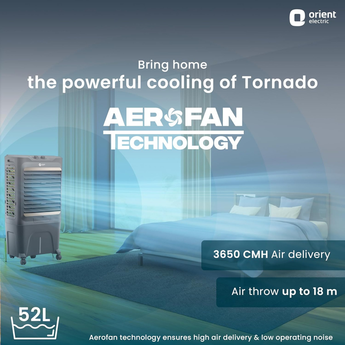 Orient Electric Tornado 52 L Desert Air Cooler for home  Densenest Honeycomb Pads for More Cooling Inverter Compatible