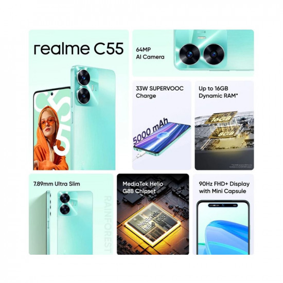 Palak Realme C55 Rainforest 64 GB 6 GB RAM