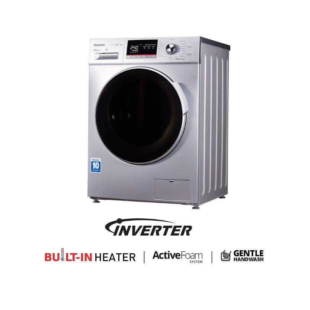 Panasonic 80 Kg 5 Star Wifi Inverter Fully-Automatic Front Loading Washing Machine NA-148MF1L01 Silver Compatible for Alexa