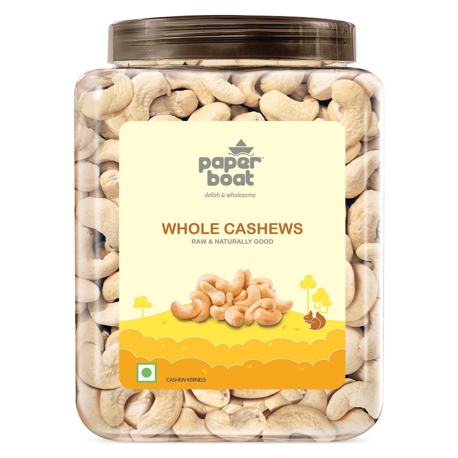 Paper Boat Whole Cashews Natural  Premium Value Pack Reusable Jar 1 KG