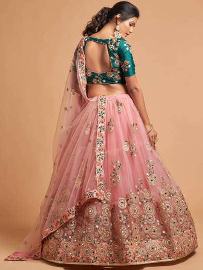 Buy Peach And Navy Blue Silk Zari Embroidered Designer Wedding Lehenga  Choli | Wedding Lehenga Choli
