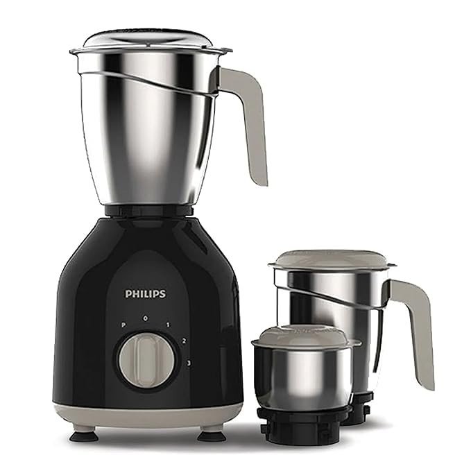 Philips HL775601 750 Watt Mixer Grinder 3 Stainless Steel Multipurpose Jars with 3 Speed Control and Pulse function Black