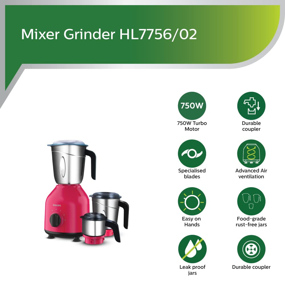 PHILIPS HL775602 750W Mixer Grinder Red