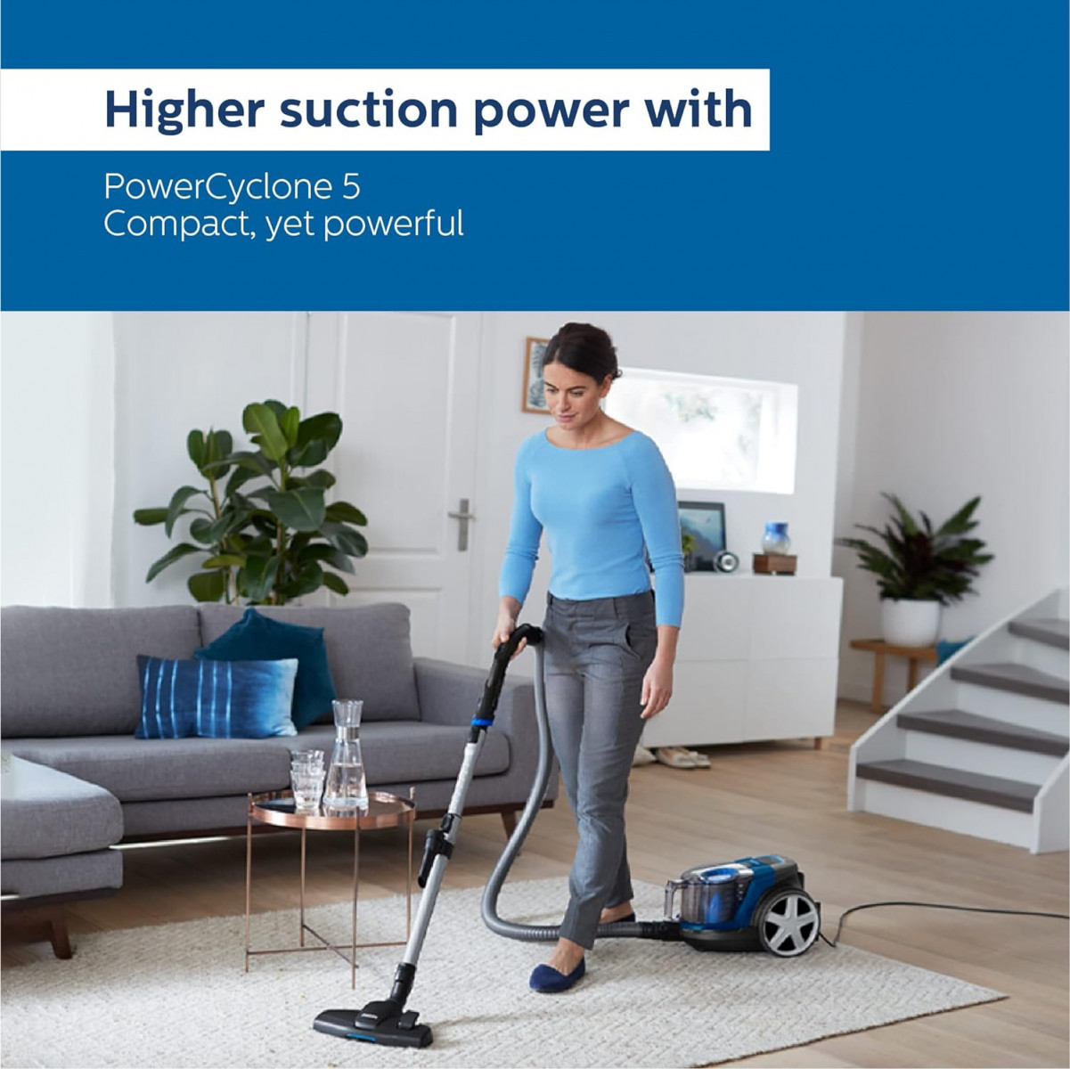 Philips PowerPro FC935201-Compact Bagless Vacuum Cleaner for Home 1900Watts for Powerful Suction Compact and Lightweight PowerCyclone 5 Technology and MultiClean Nozzle 2 Years Warranty