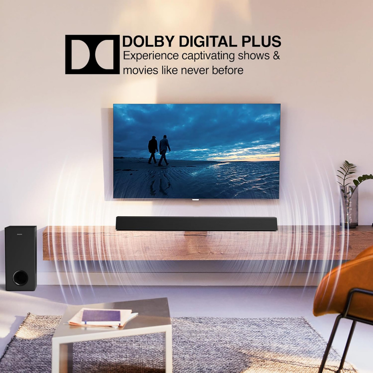 Philips TAB7007 21 CH 240W Dolby Digital Plus Bluetooth Soundbar V53 with Wireless subwoofer Multi-Connectivity Option with Supporting USB HDMI AUX  Remote Control Black