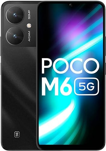 POCO M6 5G Galactic Black6GB RAM 128GB Storage  MediaTek Dimensity 6100 5G Processor  5000 mAh Battery  18W Fast Charging  50 MP AI Dual-Camera System  Side Fingerprint Sensor