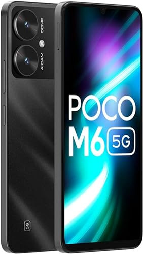 POCO M6 5G Galactic Black6GB RAM 128GB Storage  MediaTek Dimensity 6100 5G Processor  5000 mAh Battery  18W Fast Charging  50 MP AI Dual-Camera System  Side Fingerprint Sensor