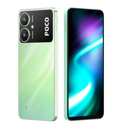 POCO M6 5G Polaris Green 4GB RAM 64GB Storage  MediaTek Dimensity 6100 5G Processor  5000 mAh Battery  18W Fast Charging  50 MP AI Dual-Camera System  Side Fingerprint Sensor