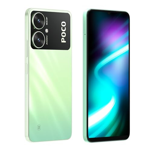 POCO M6 5G Polaris Green 4GB RAM 64GB Storage  MediaTek Dimensity 6100 5G Processor  5000 mAh Battery  18W Fast Charging  50 MP AI Dual-Camera System  Side Fingerprint Sensor