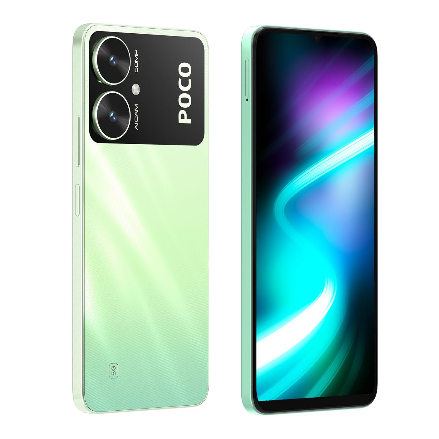 POCO M6 5G Polaris Green 4GB RAM 64GB Storage  MediaTek Dimensity 6100 5G Processor  5000 mAh Battery  18W Fast Charging  50 MP AI Dual-Camera System  Side Fingerprint Sensor