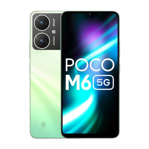 POCO M6 5G Polaris Green 6GB RAM 128GB Storage  MediaTek Dimensity 6100 5G Processor  5000 mAh Battery  18W Fast Charging  50 MP AI Dual-Camera System  Side Fingerprint Sensor