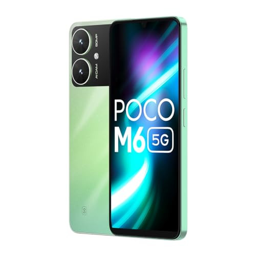 POCO M6 5G Polaris Green 6GB RAM 128GB Storage  MediaTek Dimensity 6100 5G Processor  5000 mAh Battery  18W Fast Charging  50 MP AI Dual-Camera System  Side Fingerprint Sensor