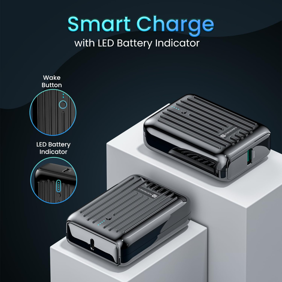 Portronics Zapcell 10K Advanced 10000 mAh Smallest Power Bank with 225W Max Output LED Indicator