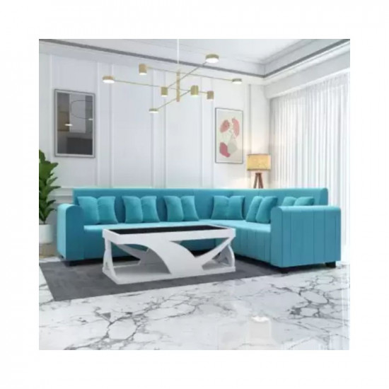 PPI lifestyle furniture Royal aquablue Fabric 6 Seater Sofa Finish Color - AQUA BLUE DIYDo-It-Yourself