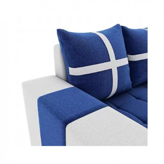 PPI lifestyle furniture SIGNATURE BLUE Leatherette 8 Seater Sofa Finish Color - WHITE DIYDo-It-Yourself