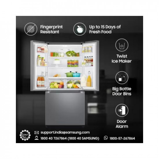 PPI SAMSUNG 580 L Frost Free French Door Bottom Mount Convertible Refrigerator with Digital Inverter Refined Inox RF57A5032S9TL