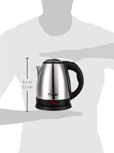 Prestige 15 Litres Electric Kettle PKOSS 151500W  Silver - Black Automatic Cut-off  Stainless Steel  Rotatable Base  Power Indicator  Single-Touch Lid Locking