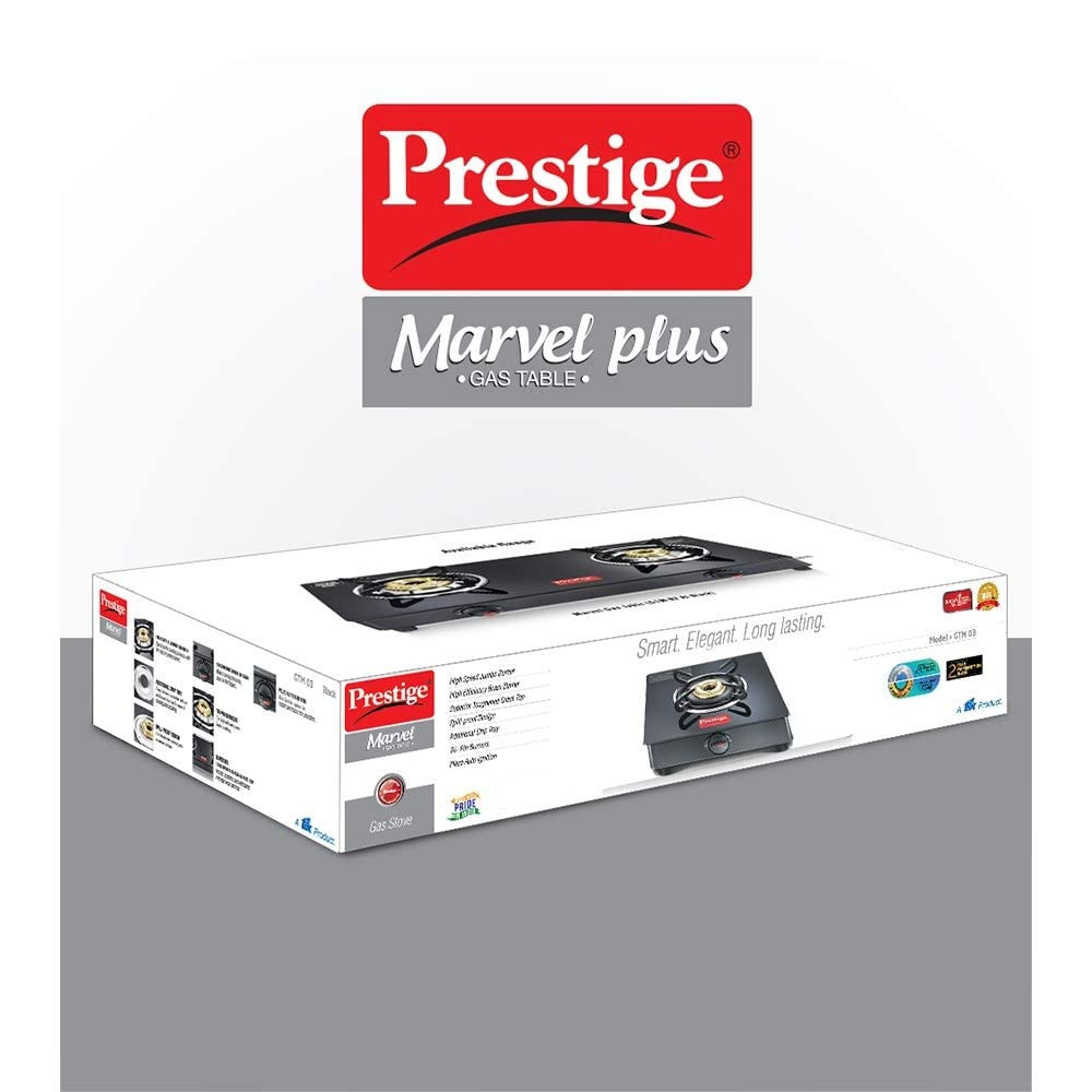 Prestige Marvel Plus Toughened Glass Top Gas Stove 1 Burner - GTM 01 Black