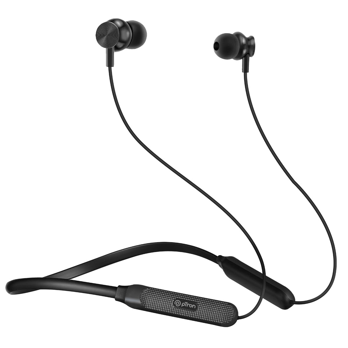 pTron Tangent Duo Bluetooth 52 Wireless in Ear Earphones with Mic 24Hrs Playback 13mm Driver Deep Bass Fast Charging Type-C Neckband Dual Pairing Voice Assistant  IPX4 Water Resistant Black