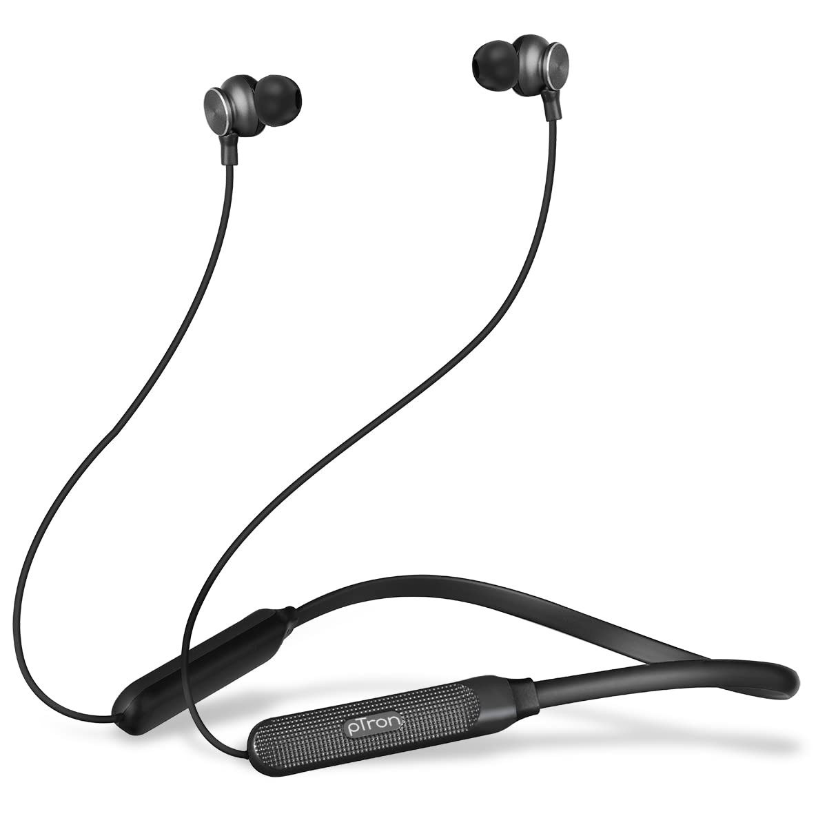 pTron Tangent Duo Bluetooth 52 Wireless in Ear Earphones with Mic 24Hrs Playback 13mm Driver Deep Bass Fast Charging Type-C Neckband Dual Pairing Voice Assistant  IPX4 Water Resistant Black