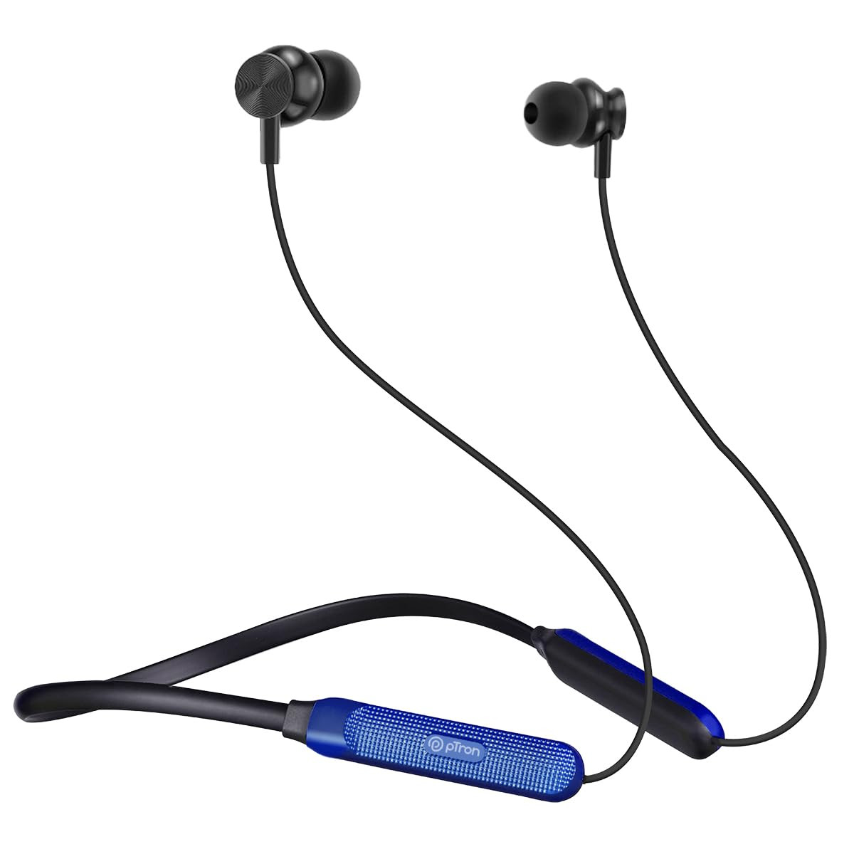 pTron Tangent Duo Bluetooth 52 Wireless in Ear Headphones 13mm Driver Deep Bass HD Calls Fast Charging Type-C Neckband Dual Pairing Voice Assistant  IPX4 Water Resistant BlackBlue