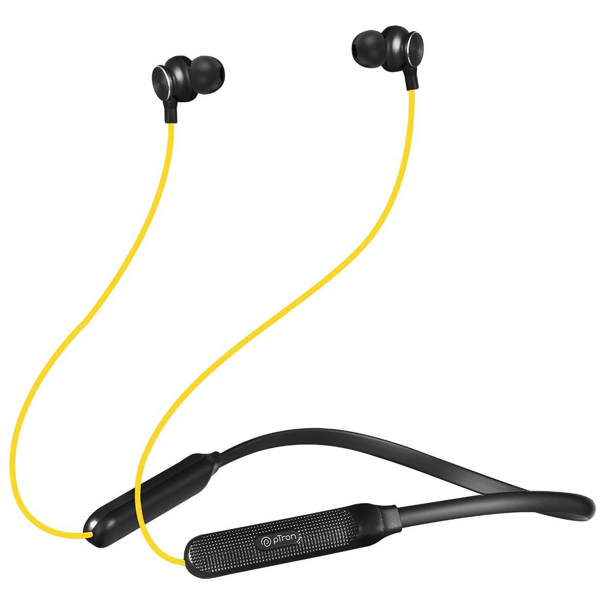 pTron Tangent Duo Bluetooth 52 Wireless in-Ear Headphones 13mm Driver Deep Bass HD Calls Fast Charging Type-C Wireless Neckband Dual Pairing Voice Assistant IPX4 Water Resistant YellowBlack