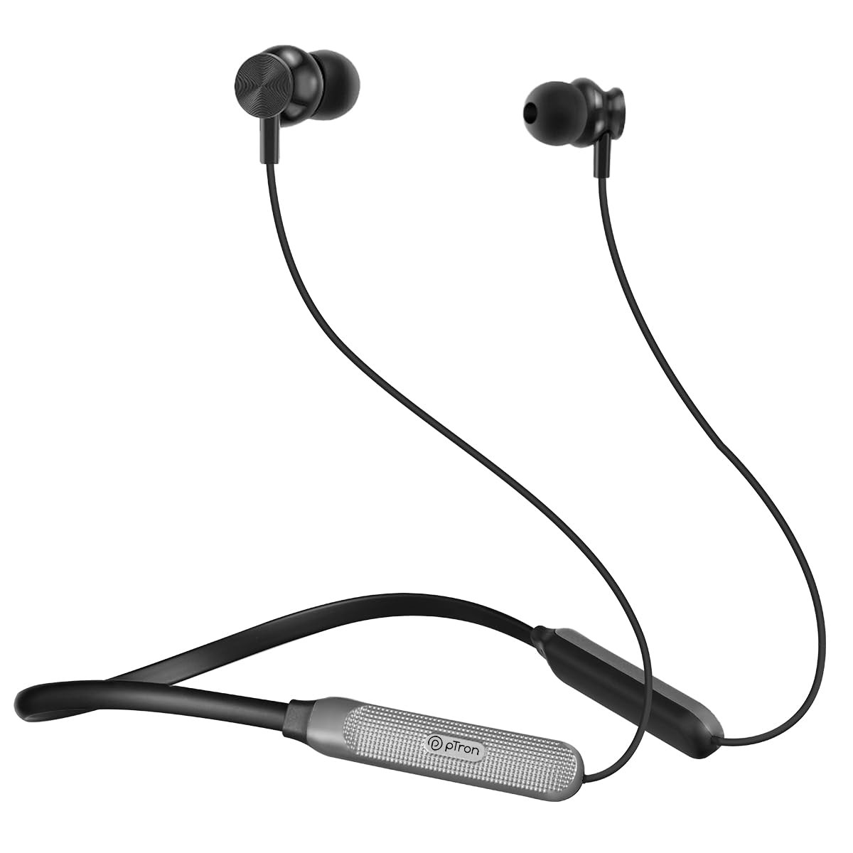 pTron Tangent Duo Bluetooth 52 Wireless in Ear Headphones 13mm Driver Deep Bass HD Calls Fast Charging Type-C Neckband Dual Pairing Voice Assistant  IPX4 Water Resistant BlackGrey