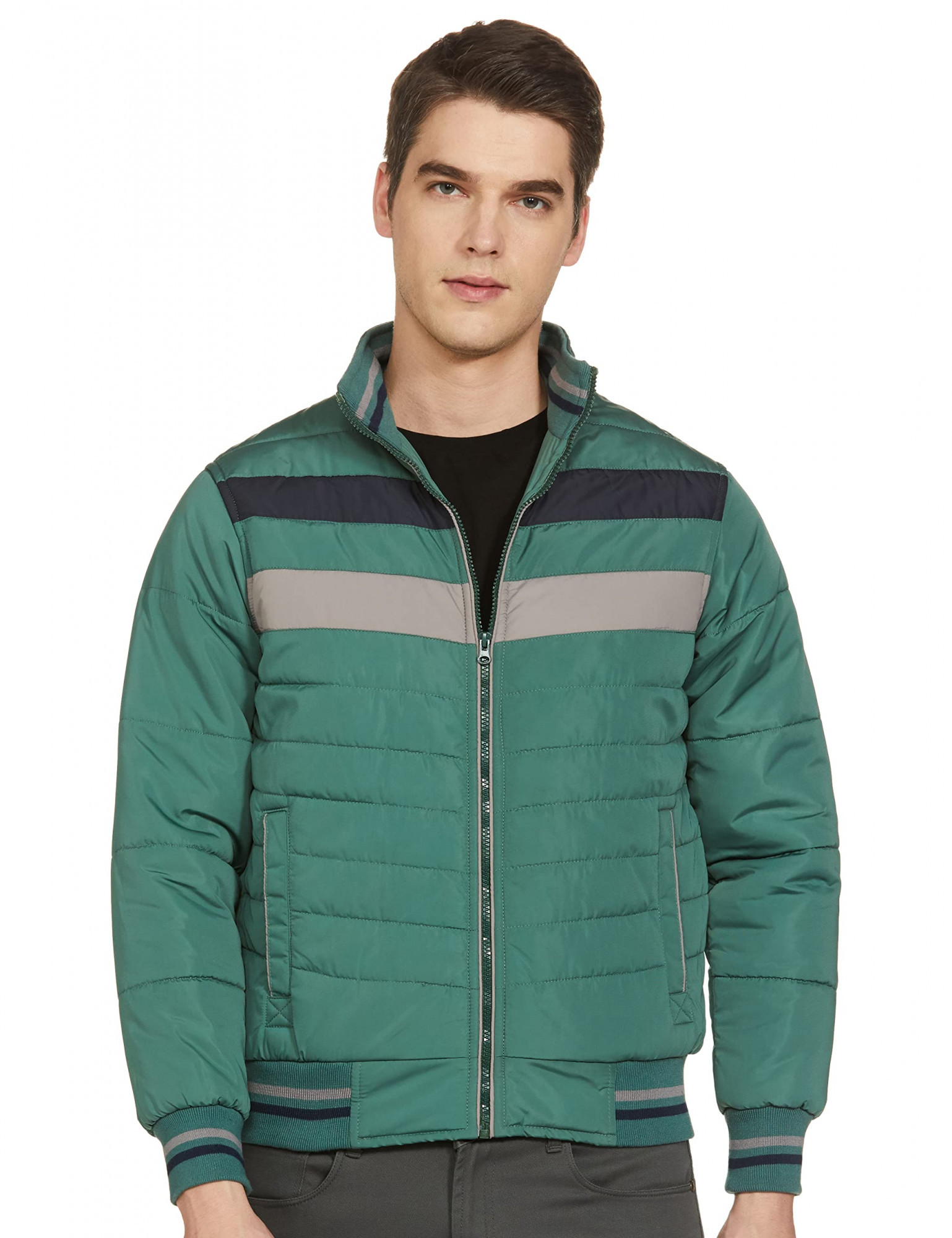 Buy Fort Collins Men Olive Green Solid Quilted Jacket With Detachable Hood  - Jackets for Men 2250350 | Myntra