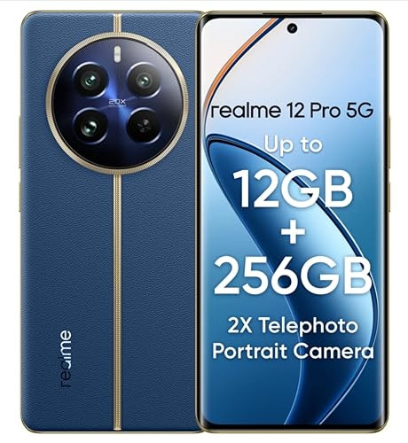 realme 12 Pro 5G Submarine Blue 12GB RAM 256GB Storage  50 MP Sony IMX882 OIS Camera  32 MP 2X Flagship Telephoto Portrait Camera  Snapdragon 6 Gen 1 5G Processor  12 GB12 GB Dynamic RAM