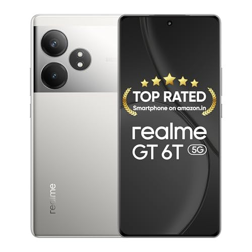 realme GT 6T 5G Fluid Silver8GB RAM256GB Storage  Indias 1st 7 Gen 3 Flagship Chipset  15M  AnTuTu Score  5500mAh120W  The Worlds Brightest Flagship Display