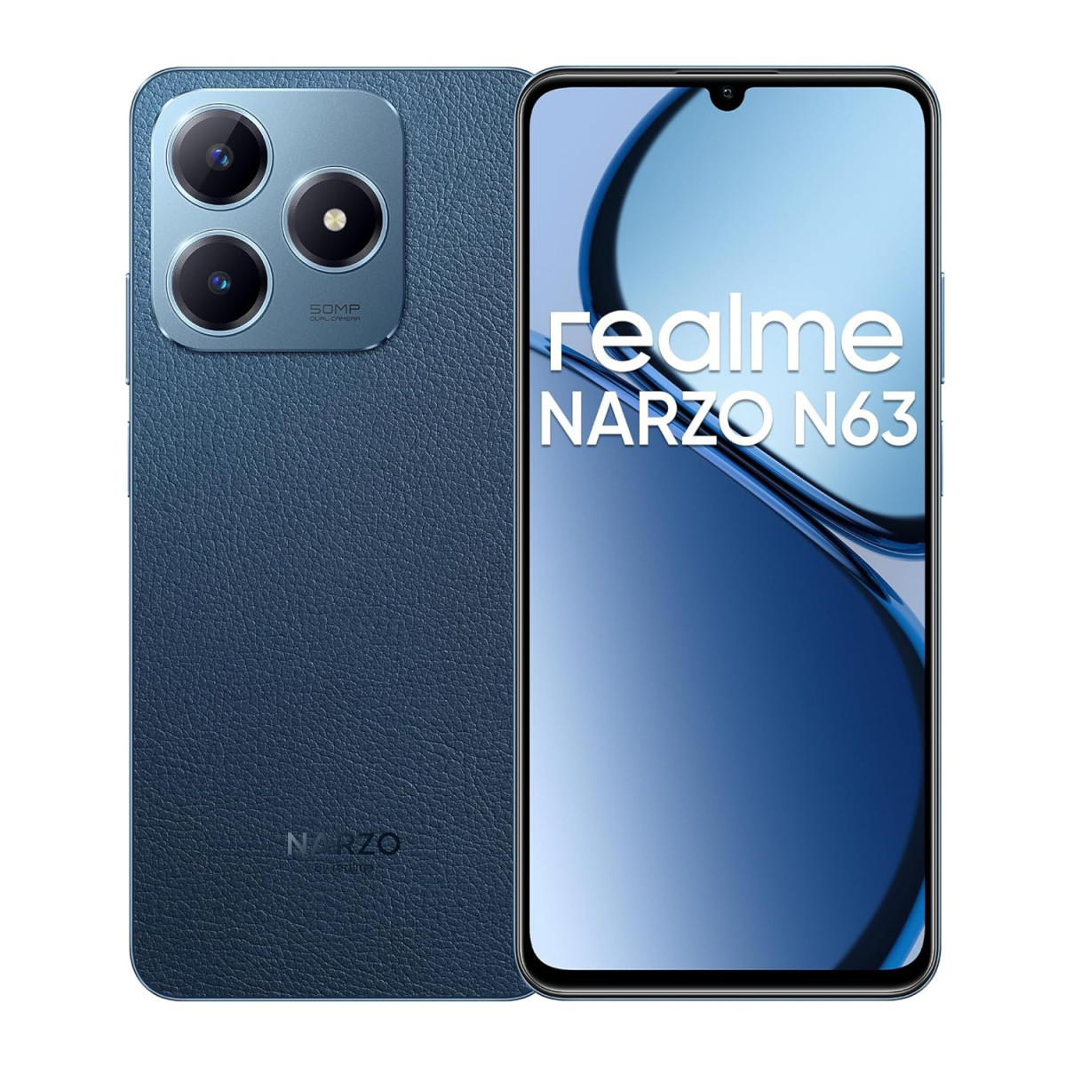 realme NARZO N63 Leather Blue 4GB RAM128GB Storage 45W Fast Charge  5000mAh Durable Battery  774mm Ultra Slim  50MP AI Camera  AI Boost
