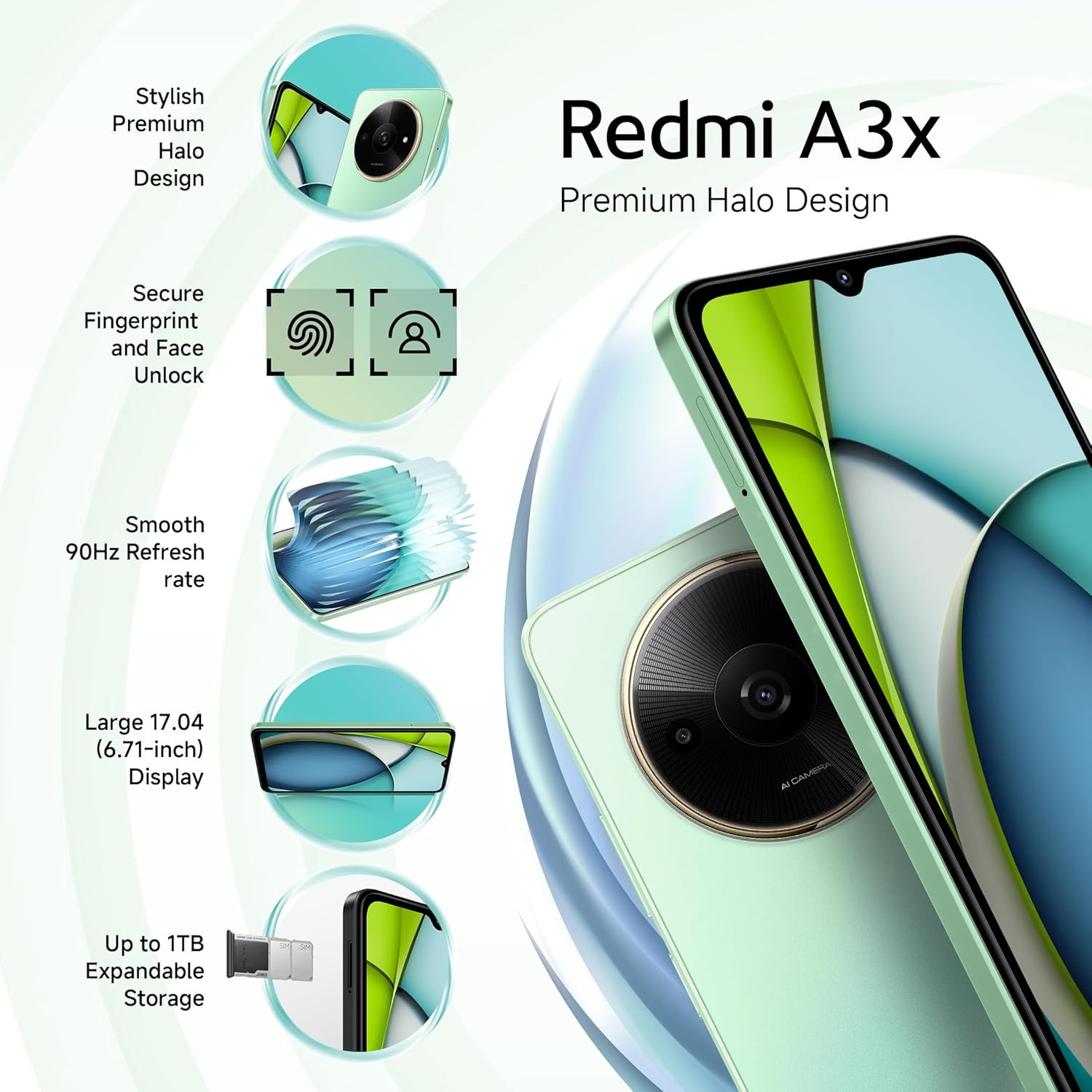 Redmi A3X Ocean Green 3GB RAM 64GB Storage