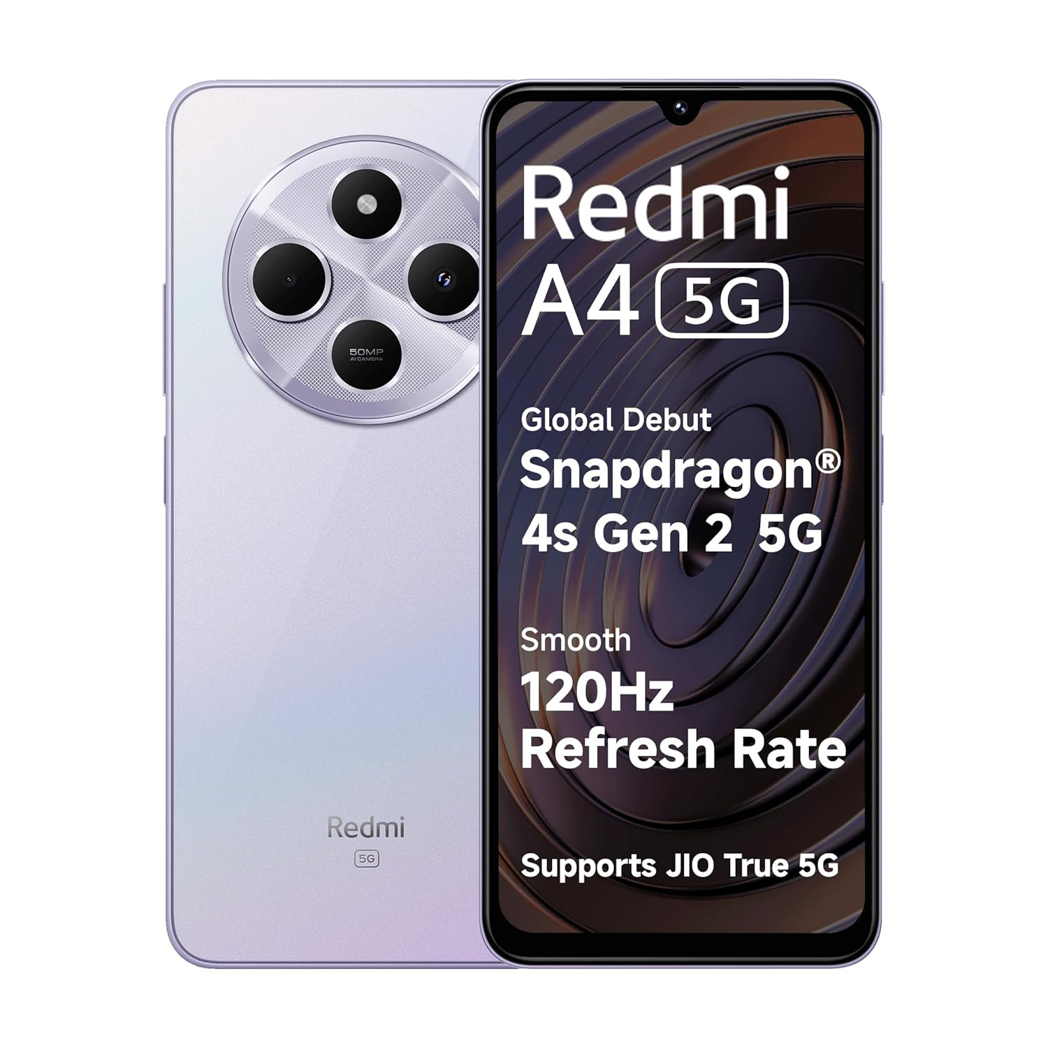 Redmi A4 5G Sparkle Purple 4GB RAM 128GB Storage  Global Debut SD 4s Gen 2  Segment Largest 688in 120Hz  50MP Dual Camera  18W Fast Charging