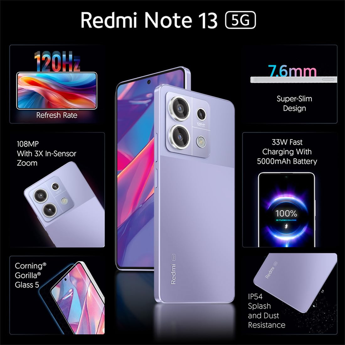 Redmi Note 13 5G Chromatic Purple 12GB RAM 256GB Storage