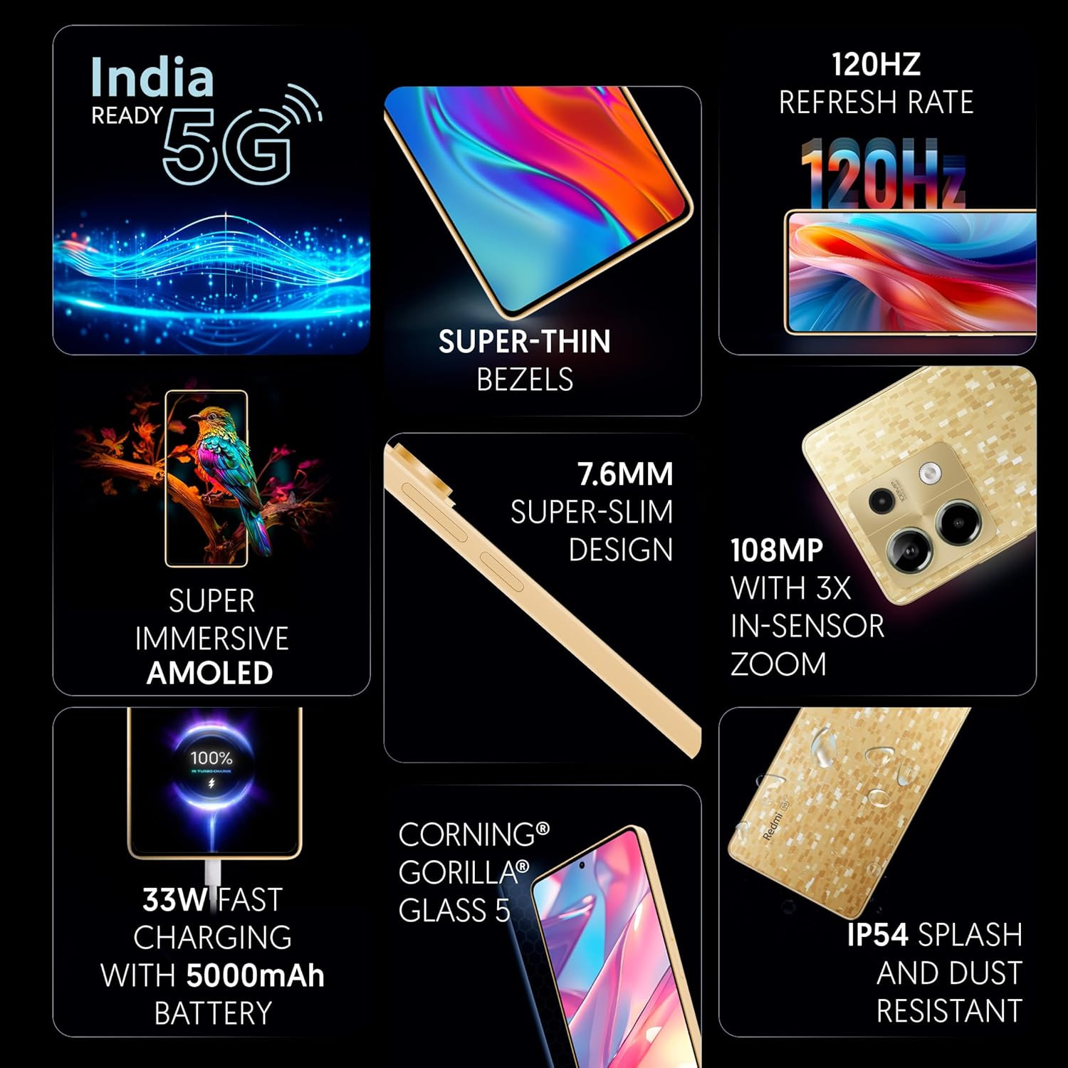 Redmi Note 13 5G Prism Gold 12GB RAM 256GB Storage