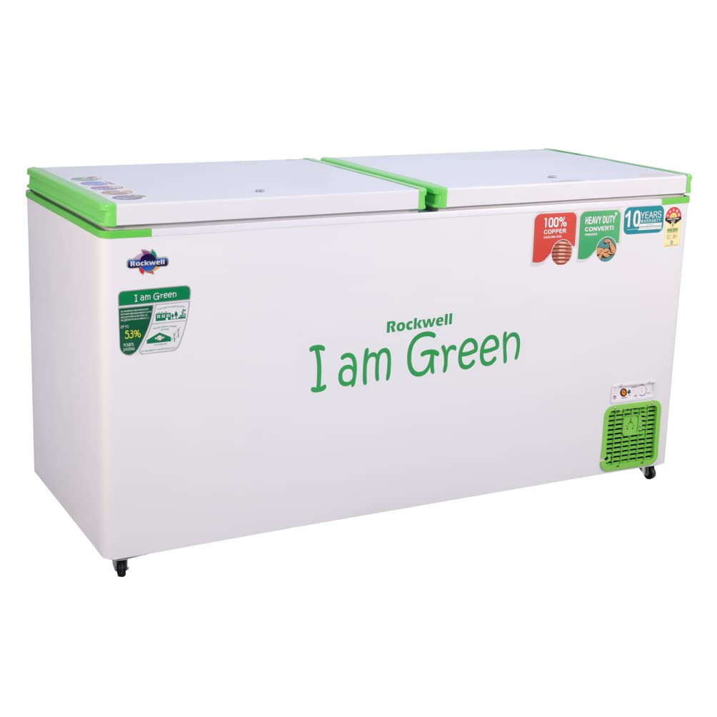 ROCKWELL 515 Ltr 5 Star Convertible GREEN Deep Freezer Double Door with 10 yrs Warranty on Cooling Coil and Upto 53 Power Saving - GFR550DDUC