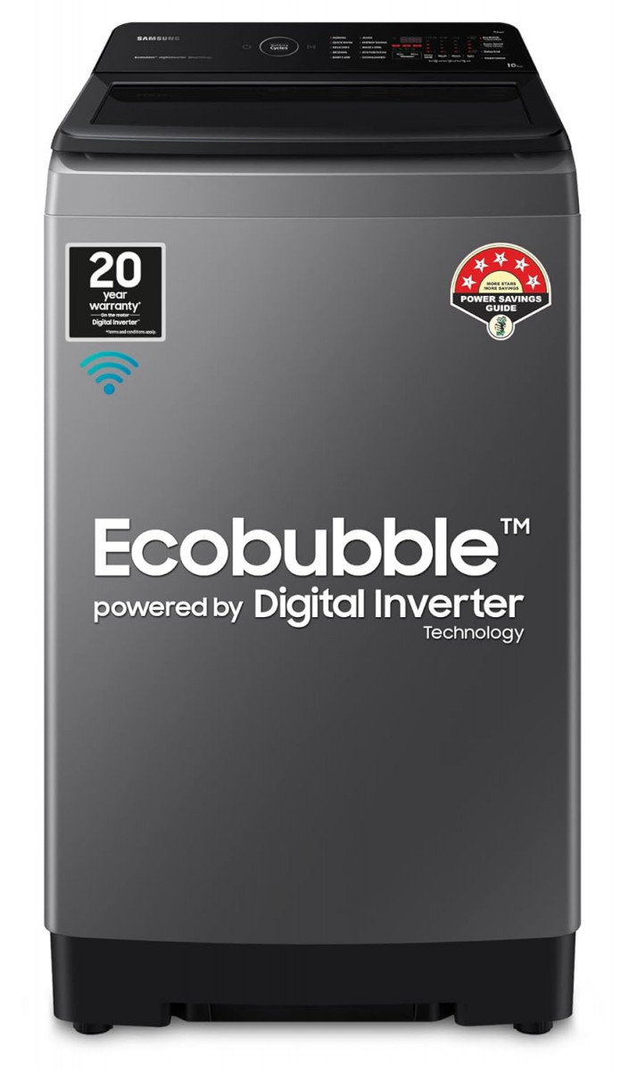 Samsung 10 Kg 5 Star Wi-Fi Enabled Inverter Fully Automatic Top Loading Washing Machine WA10BG4546BDTL Versailles Gray Ecobubble